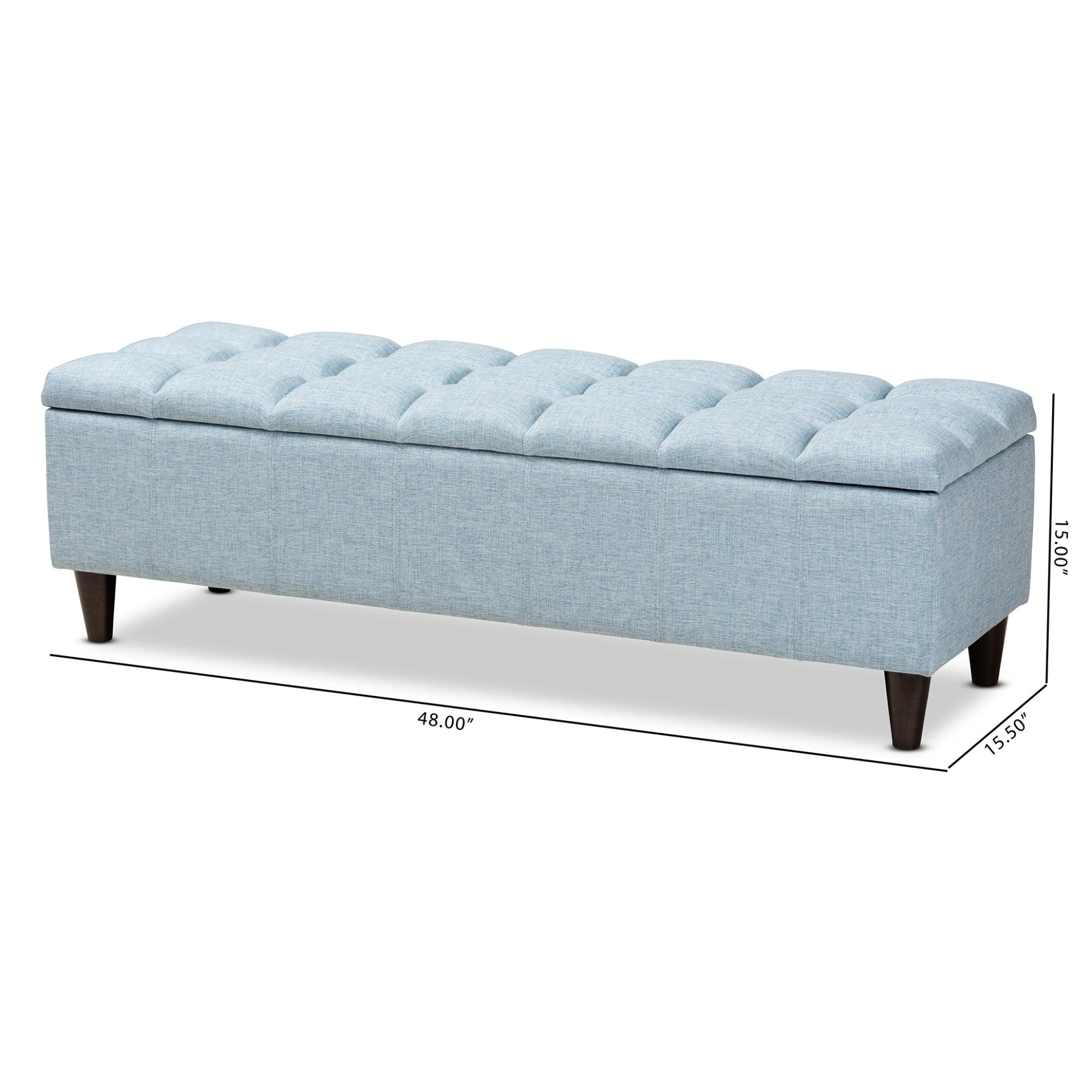 Brette Mid-Century Modern Fabric Upholstered Finished Wood Storage Bench