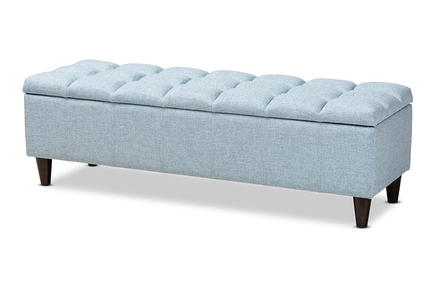 Brette Mid-Century Modern Fabric Upholstered Finished Wood Storage Bench