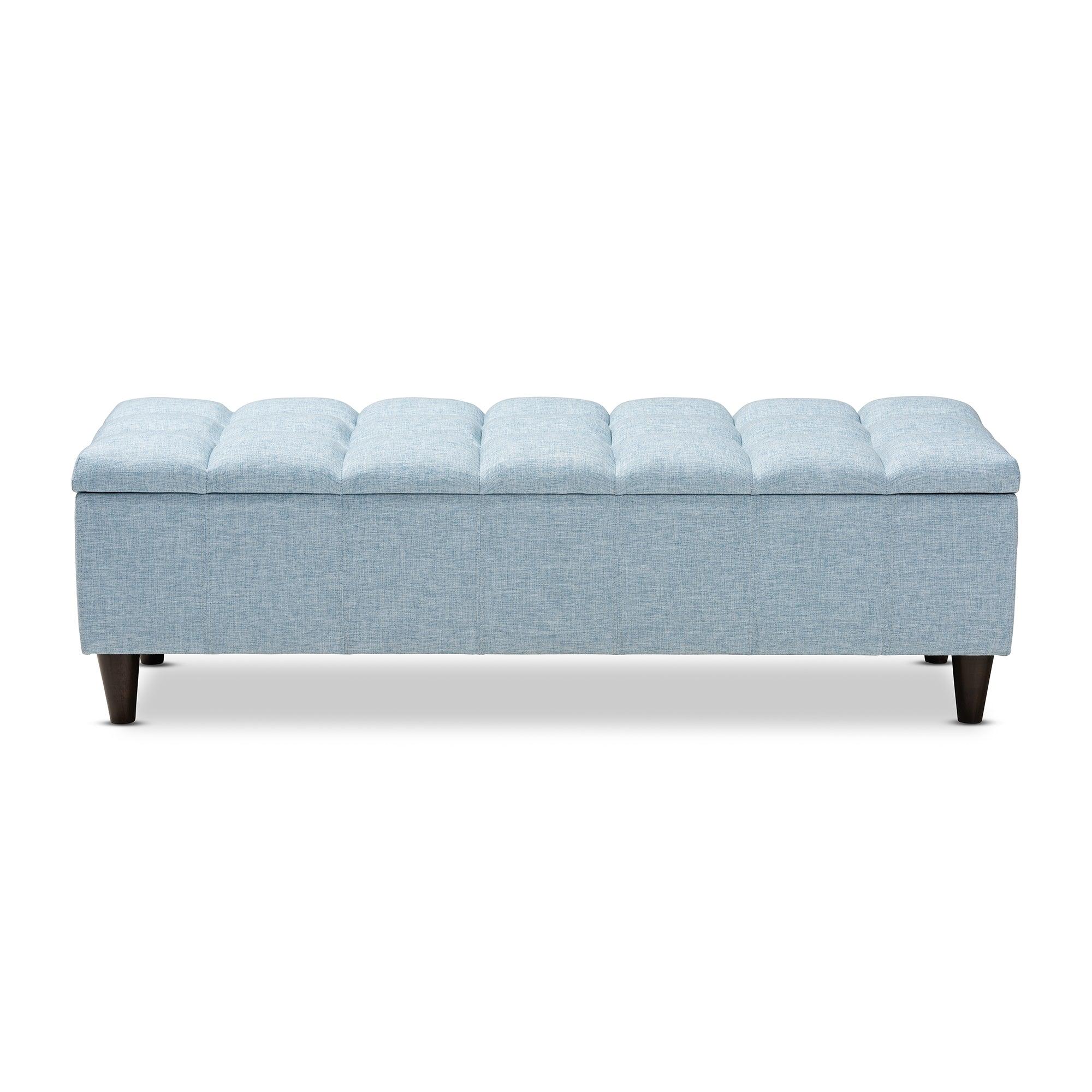 Brette Mid-Century Modern Fabric Upholstered Finished Wood Storage Bench