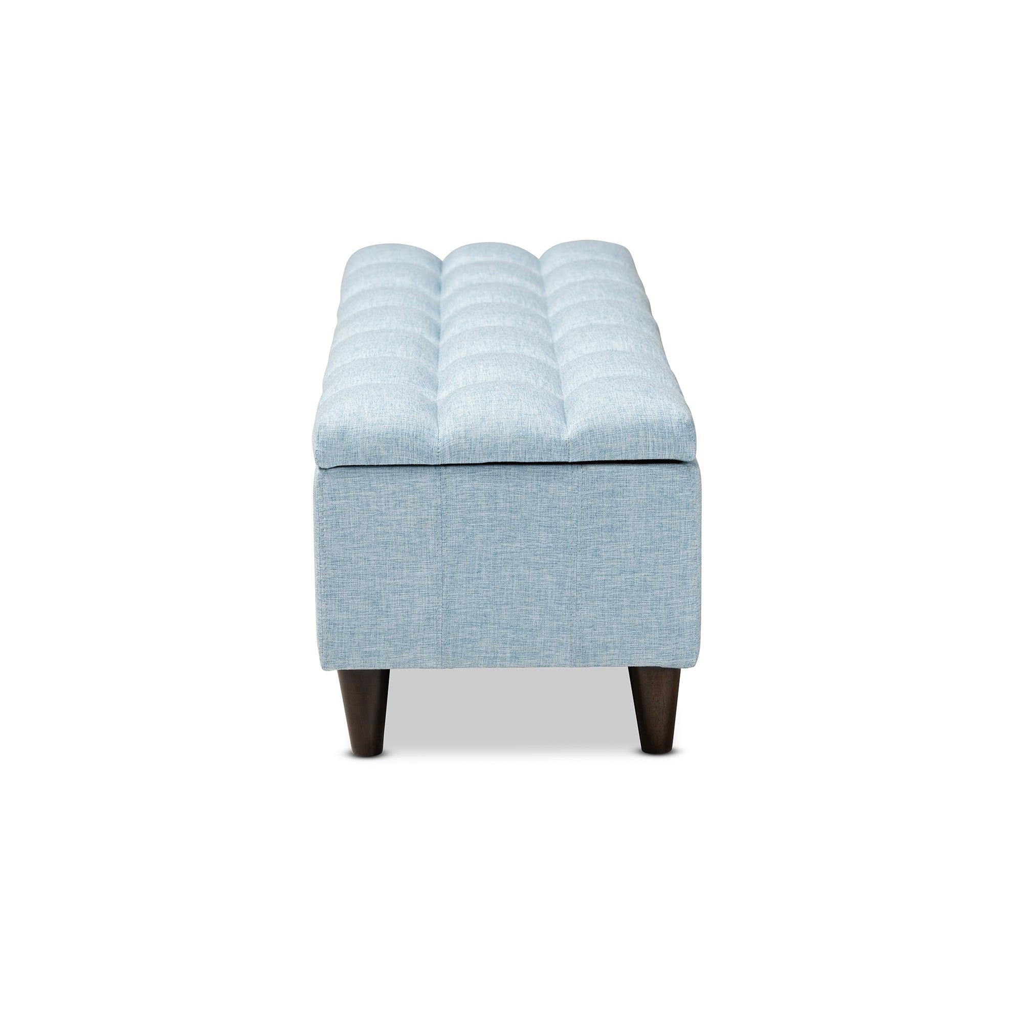 Brette Mid-Century Modern Fabric Upholstered Finished Wood Storage Bench