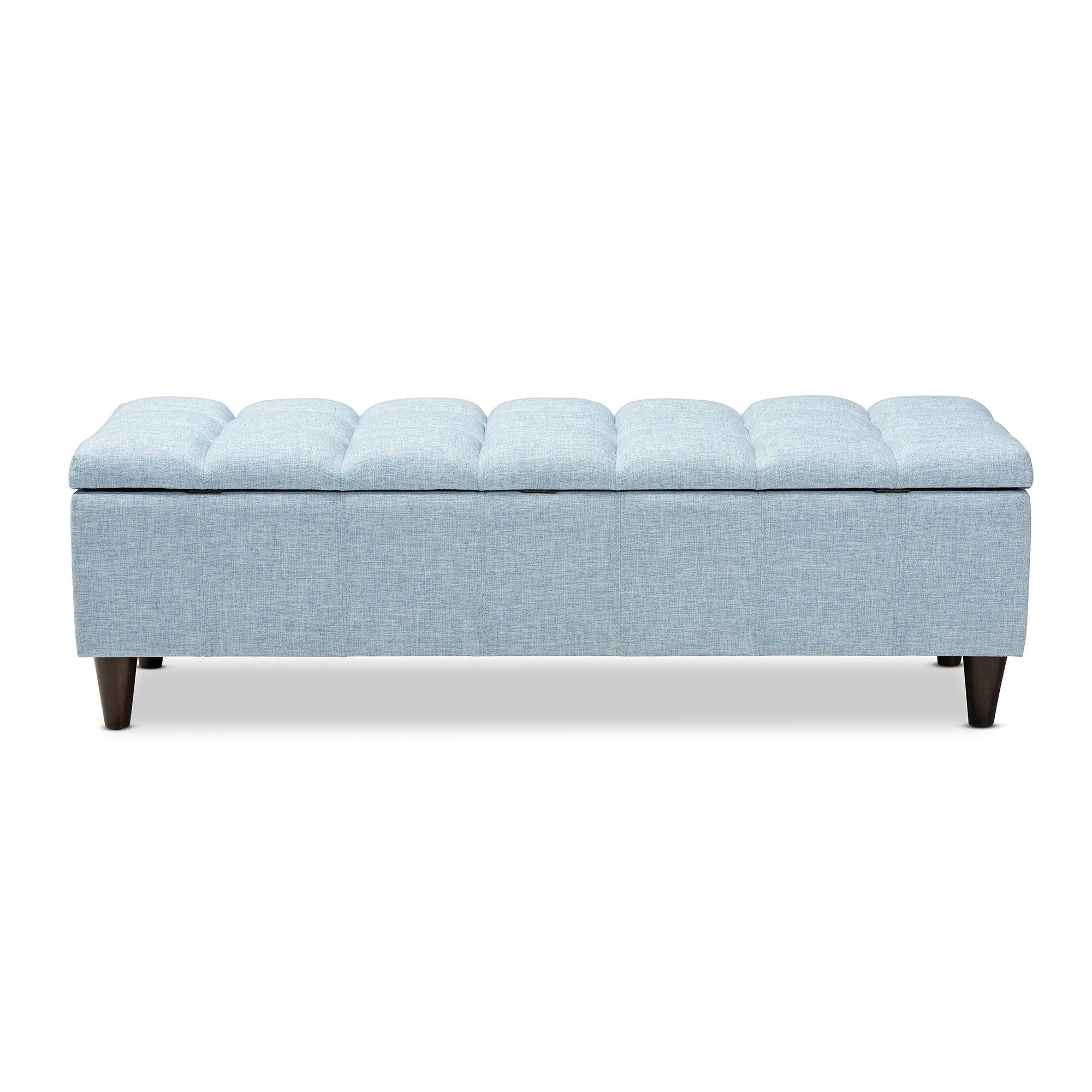 Brette Mid-Century Modern Fabric Upholstered Finished Wood Storage Bench