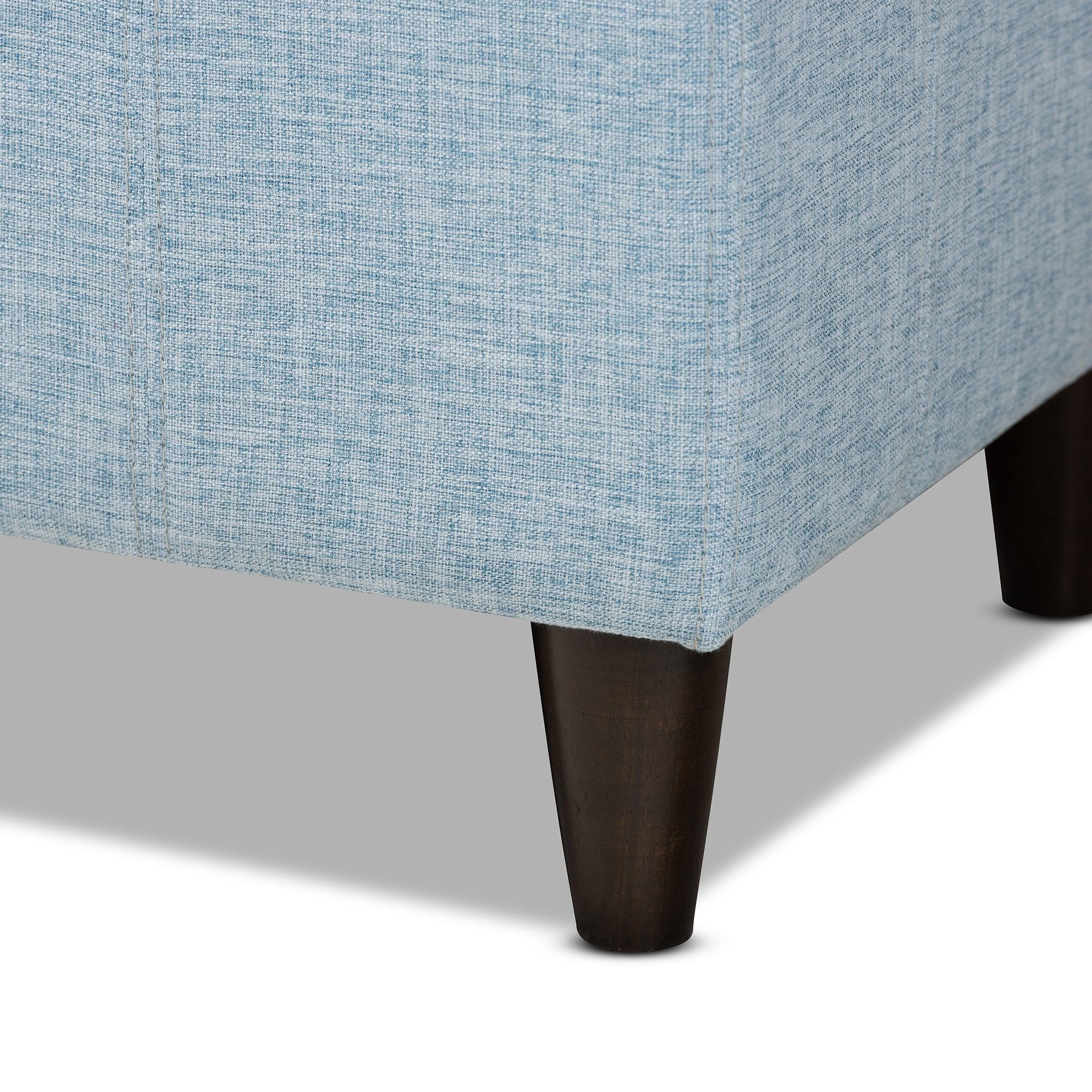 Brette Mid-Century Modern Fabric Upholstered Finished Wood Storage Bench