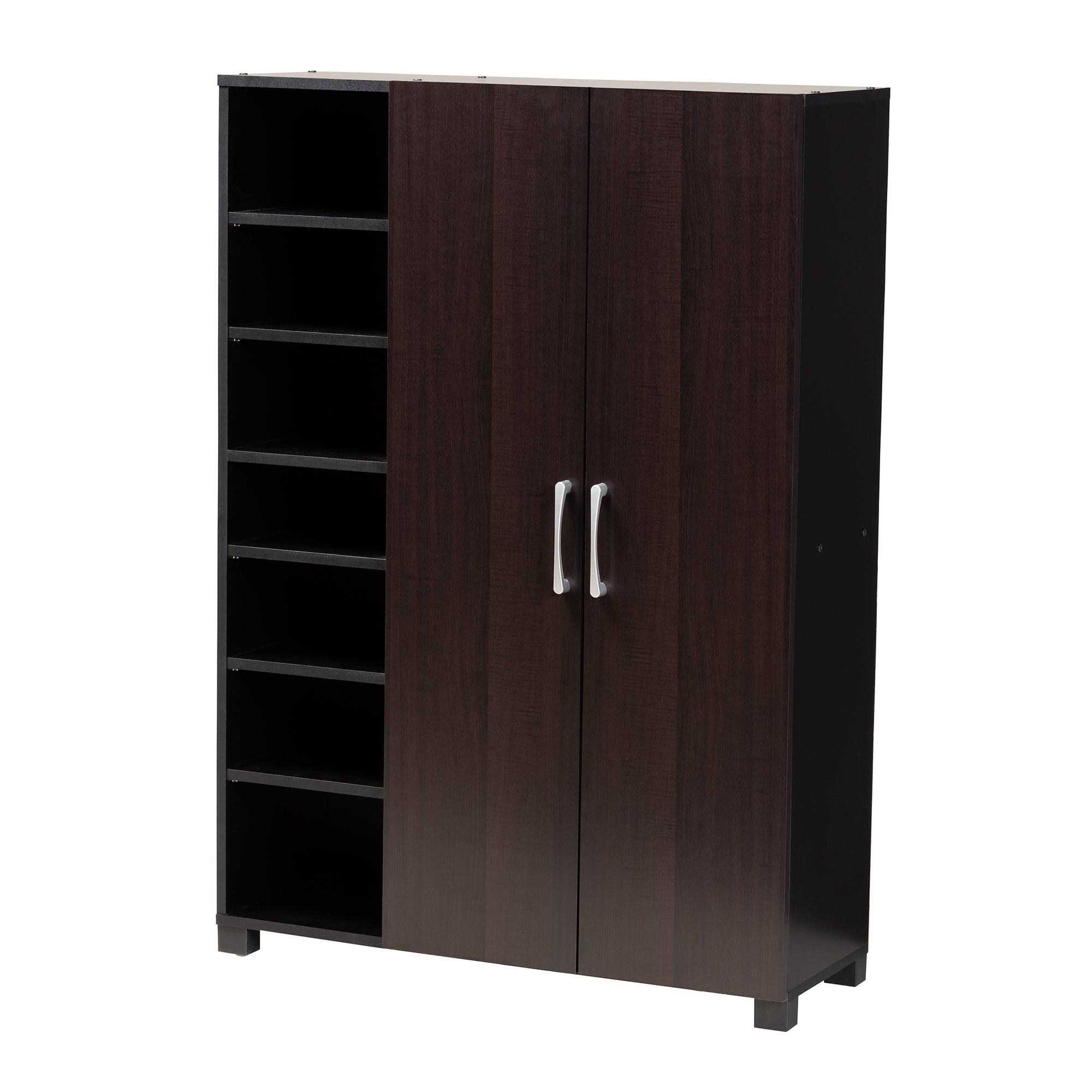 Marine Modern and Contemporary Two-Tone and Finished 2-Door Wood Entryway Shoe Storage Cabinet