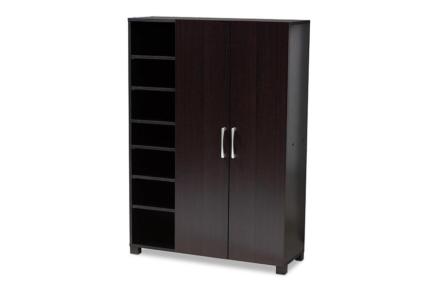 Marine Modern and Contemporary Two-Tone and Finished 2-Door Wood Entryway Shoe Storage Cabinet