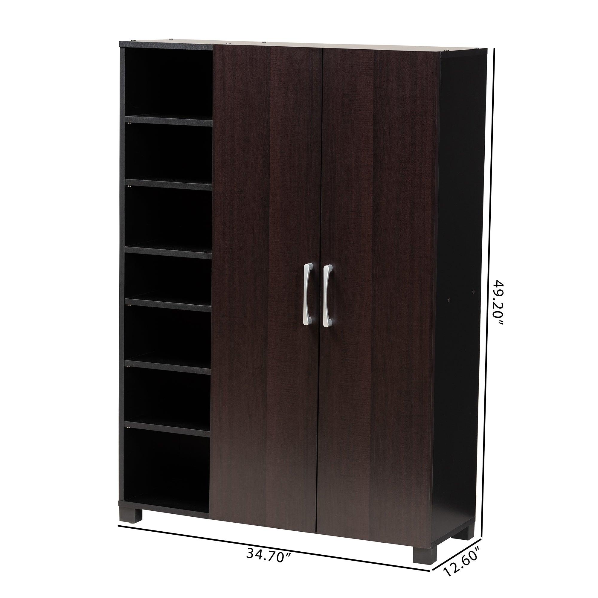 Marine Modern and Contemporary Two-Tone and Finished 2-Door Wood Entryway Shoe Storage Cabinet