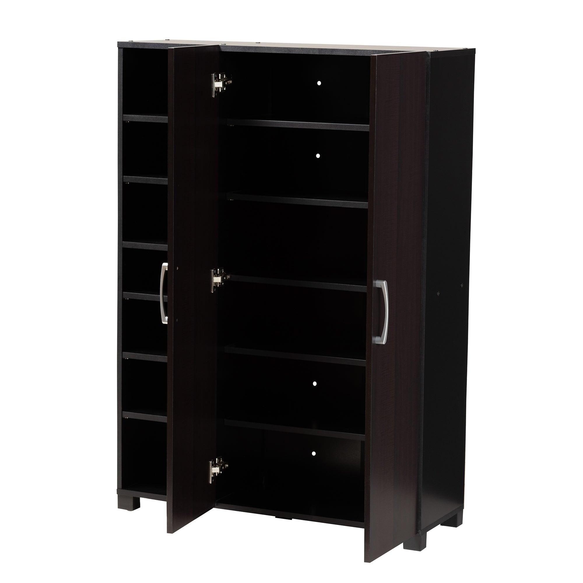 Marine Modern and Contemporary Two-Tone and Finished 2-Door Wood Entryway Shoe Storage Cabinet