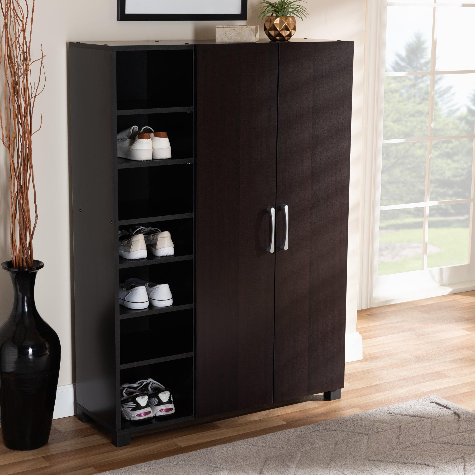 Marine Modern and Contemporary Two-Tone and Finished 2-Door Wood Entryway Shoe Storage Cabinet