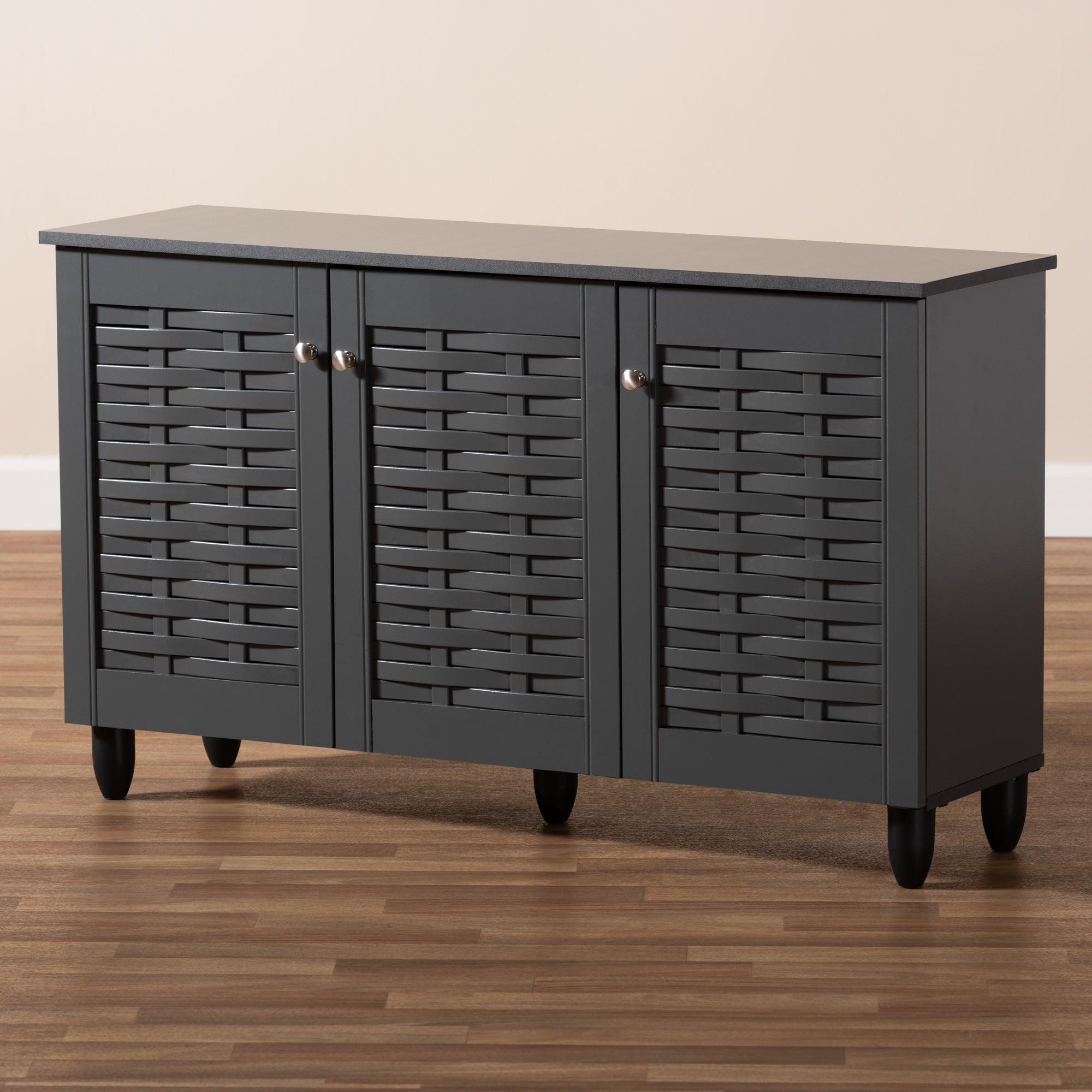Winda Modern and Contemporary 3-Door Wooden Entryway Shoe Storage Cabinet
