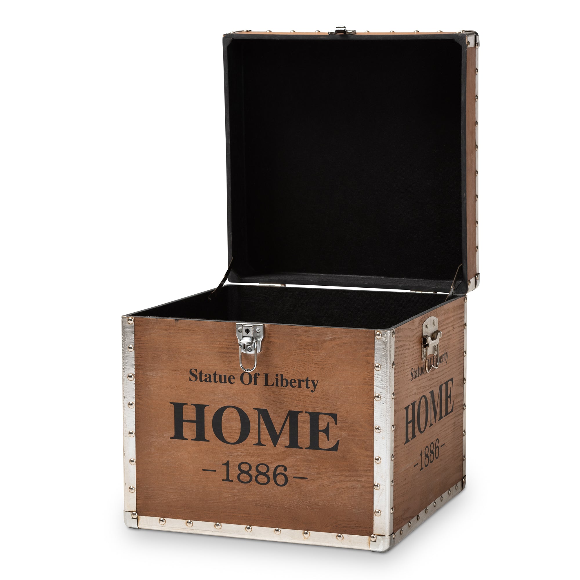 Violetta Vintage Industrial Fabric Upholstered Wood Storage Trunk