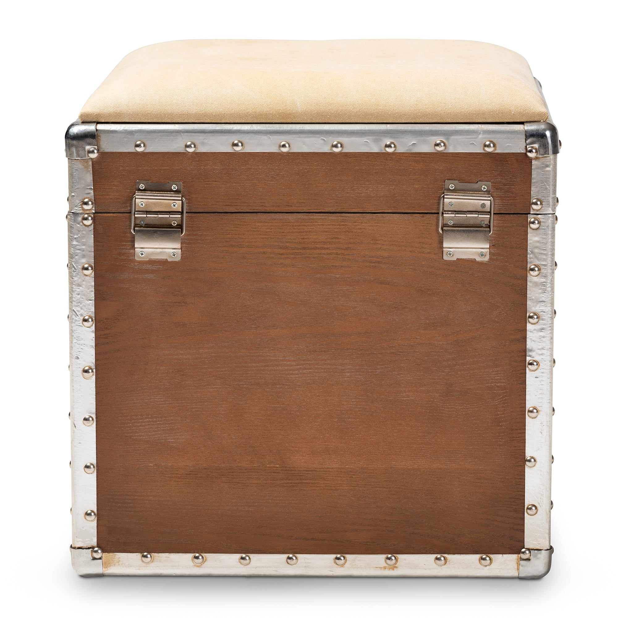 Violetta Vintage Industrial Fabric Upholstered Wood Storage Trunk