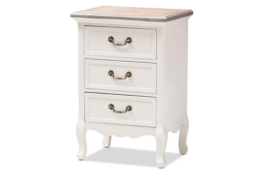 Capucine Antique French Country Cottage Two Tone washed and Finished Wood 3-Drawer End Table