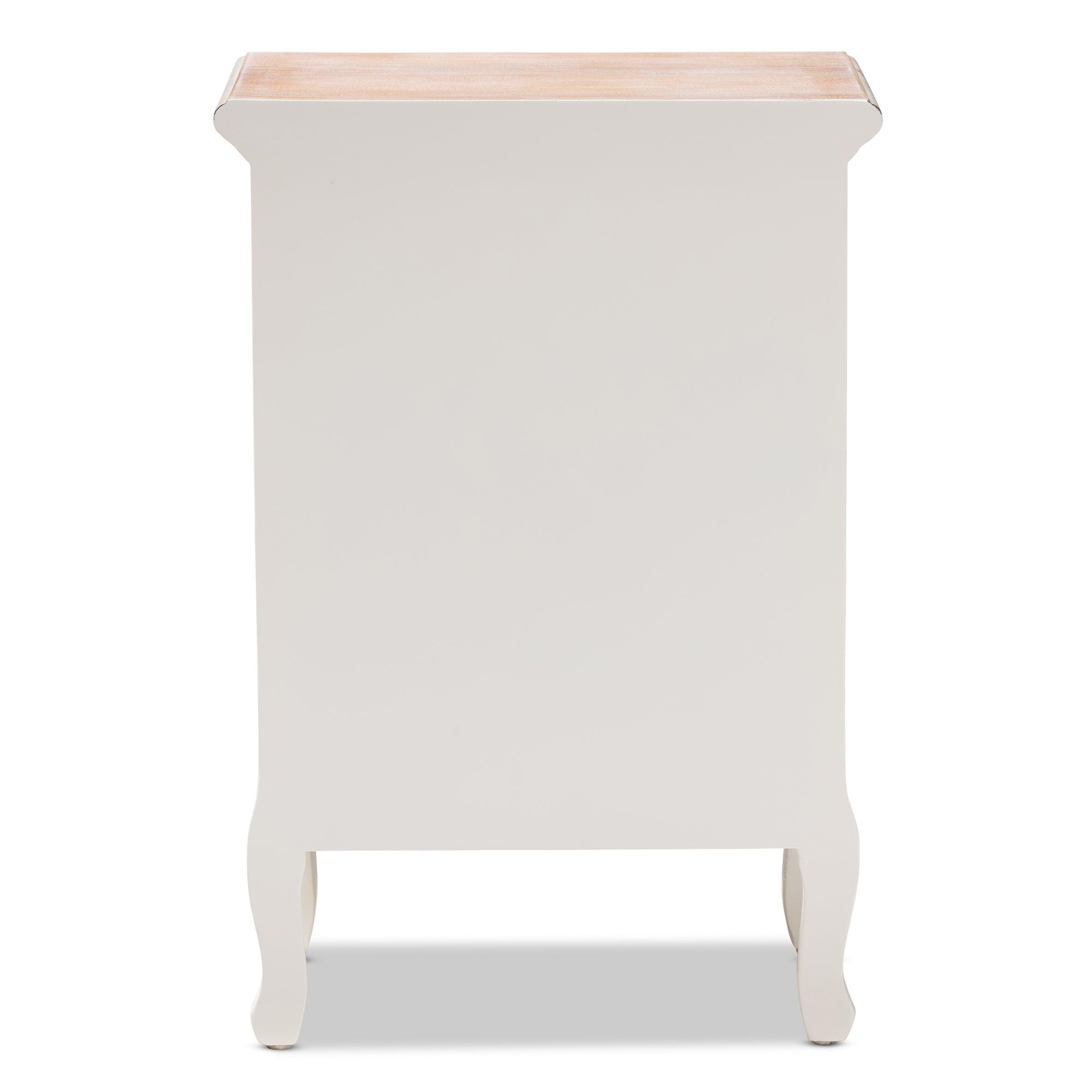 Capucine Antique French Country Cottage Two Tone washed and Finished Wood 3-Drawer End Table