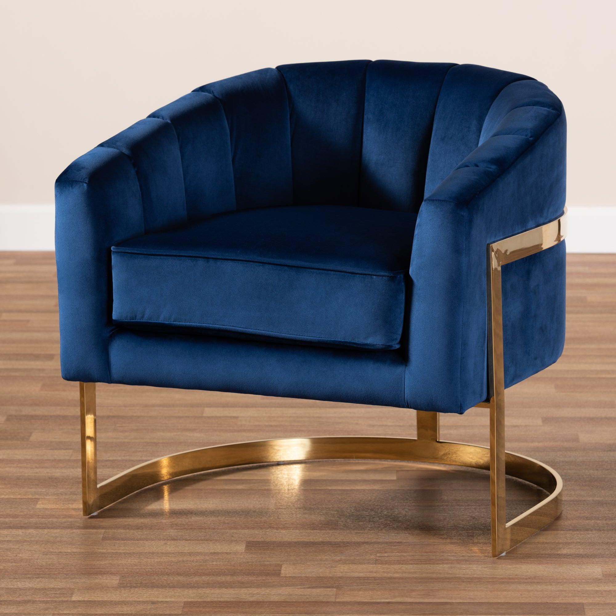 Tomasso Glam Royal Velvet Fabric Upholstered -Finished Lounge Chair