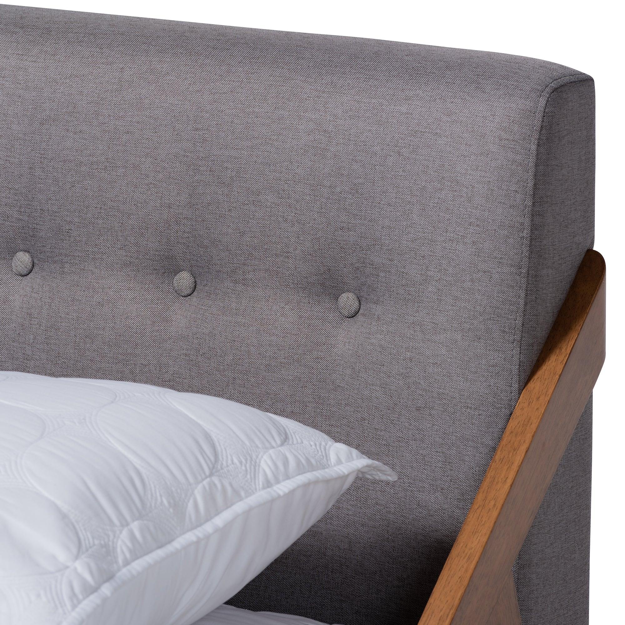 Sante Mid-Century Modern Fabric Upholstered Wood Platform Bed