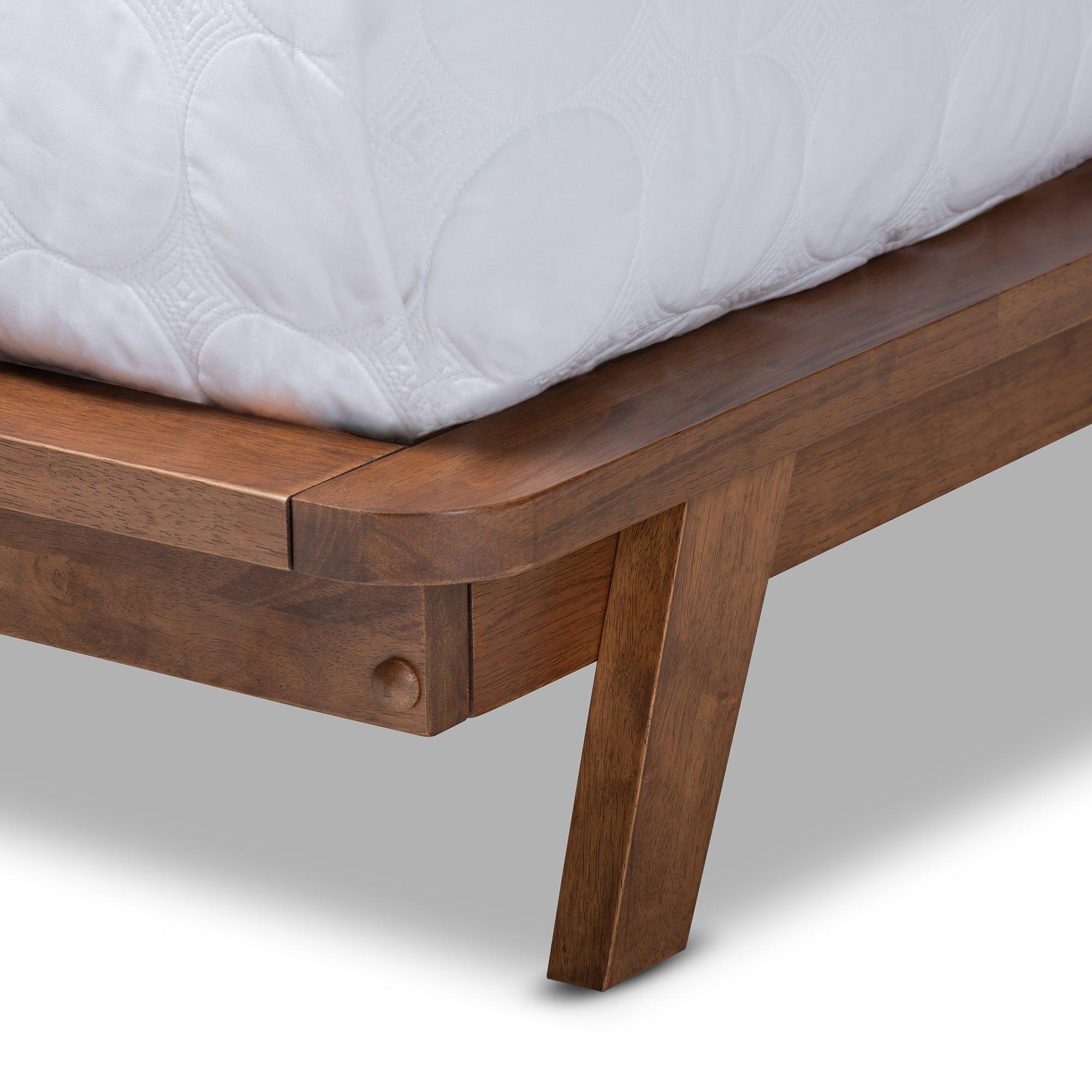 Sante Mid-Century Modern Fabric Upholstered Wood Platform Bed