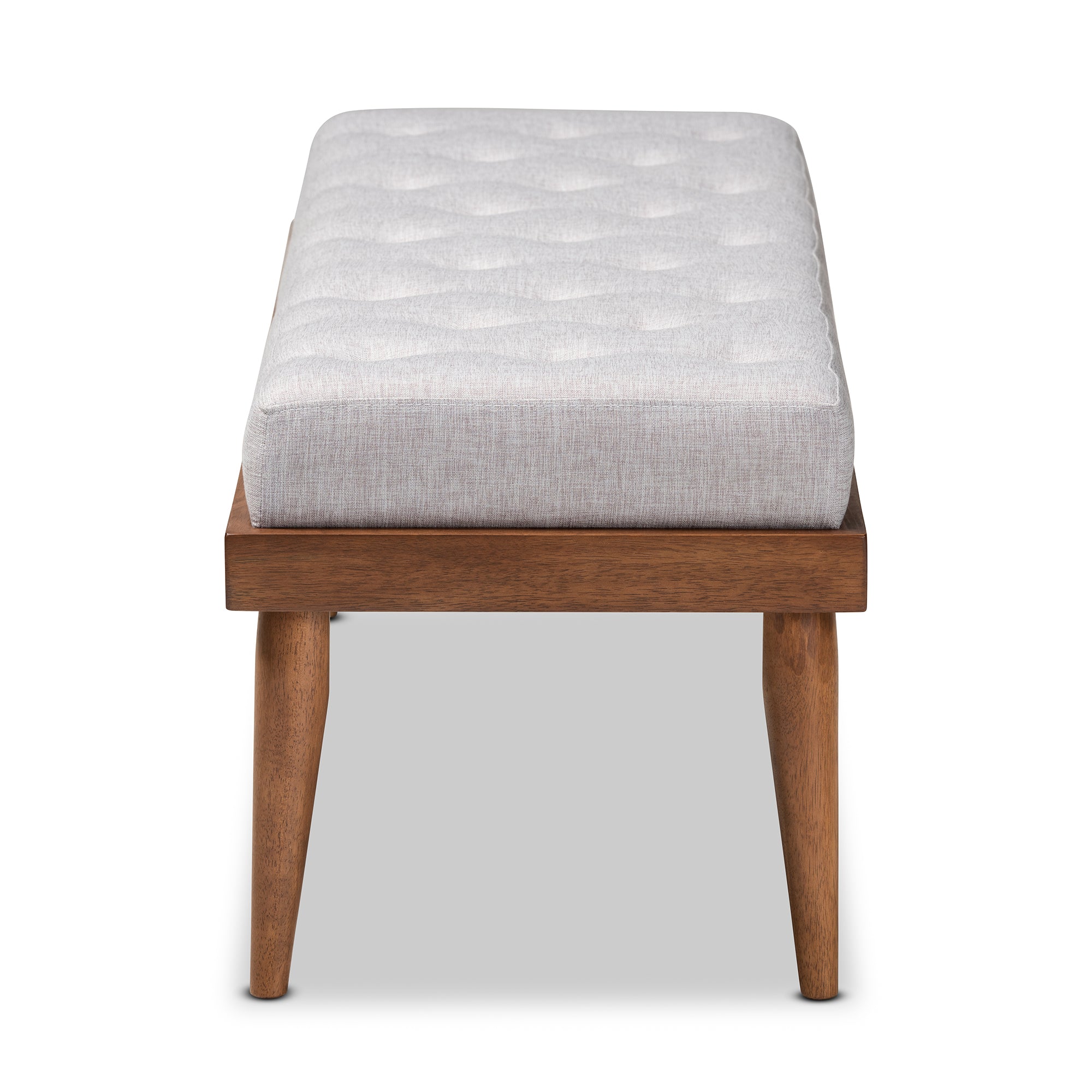 Linus Mid-Century Modern Fabric Upholstered and Button Tufted Wood Bench