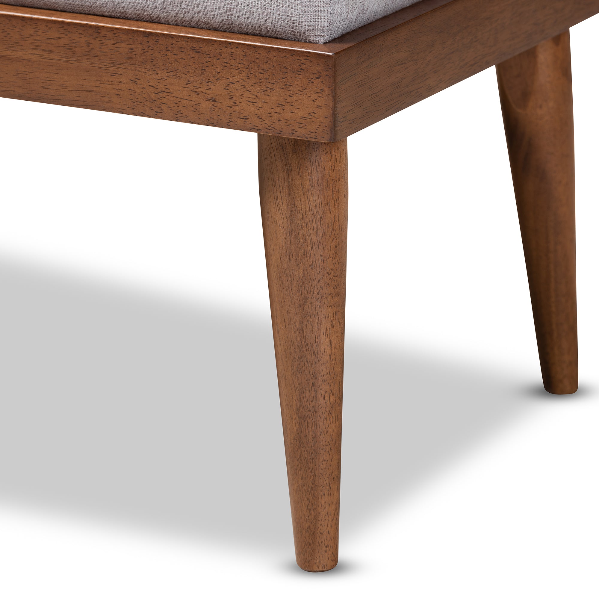 Linus Mid-Century Modern Fabric Upholstered and Button Tufted Wood Bench