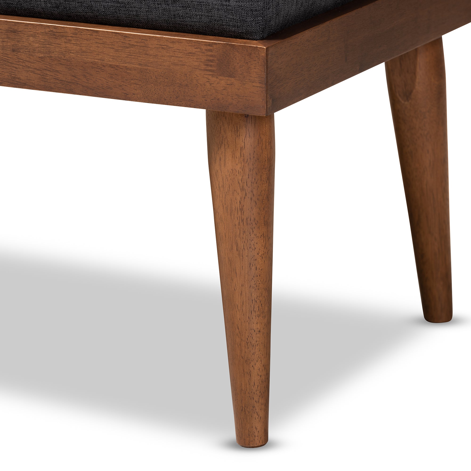 Linus Mid-Century Modern Fabric Upholstered and Button Tufted Wood Bench