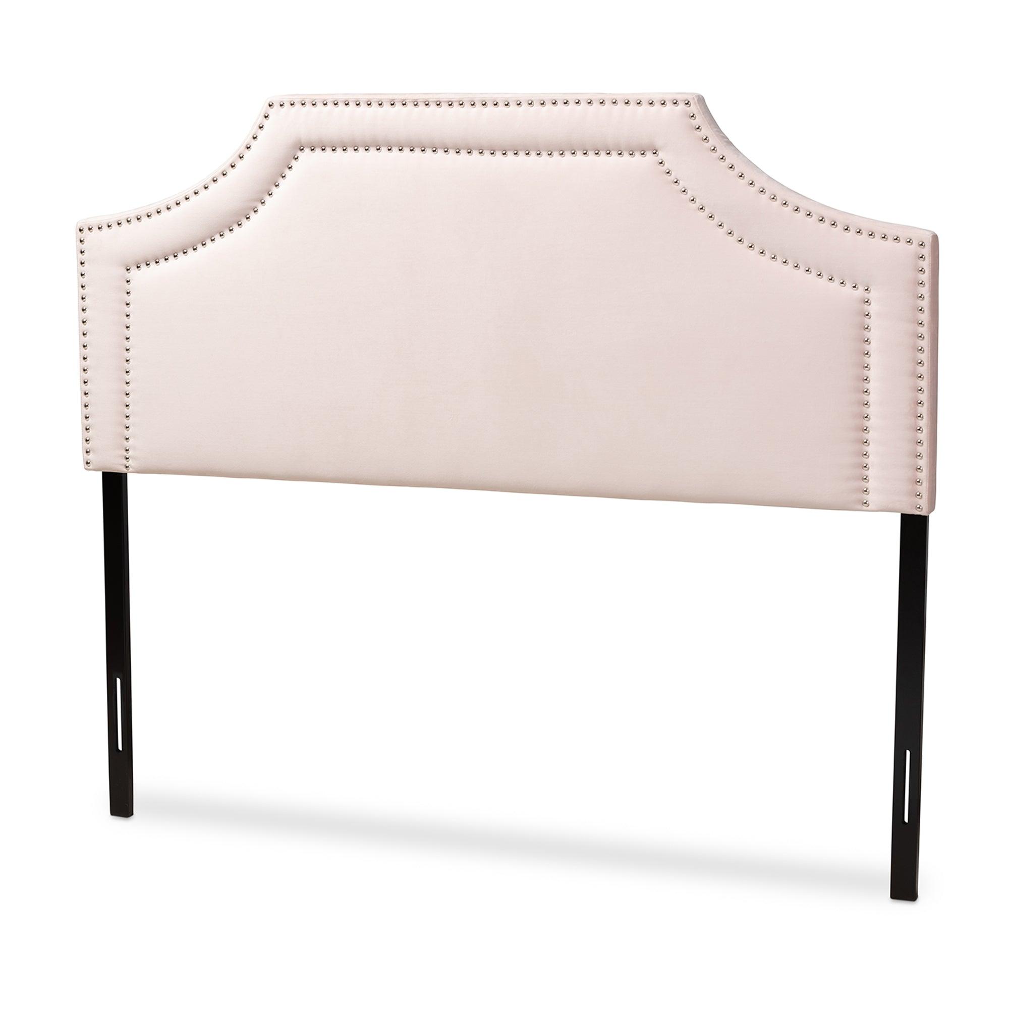 Avignon Modern and Contemporary Light Velvet Fabric Upholstered Headboard