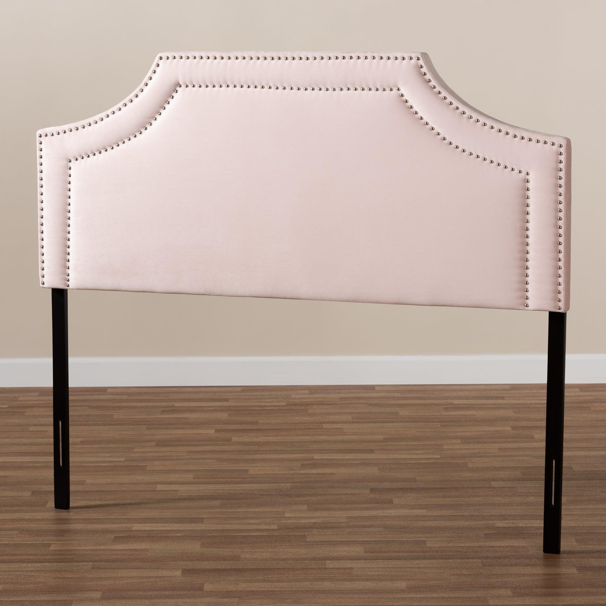 Avignon Modern and Contemporary Light Velvet Fabric Upholstered Headboard