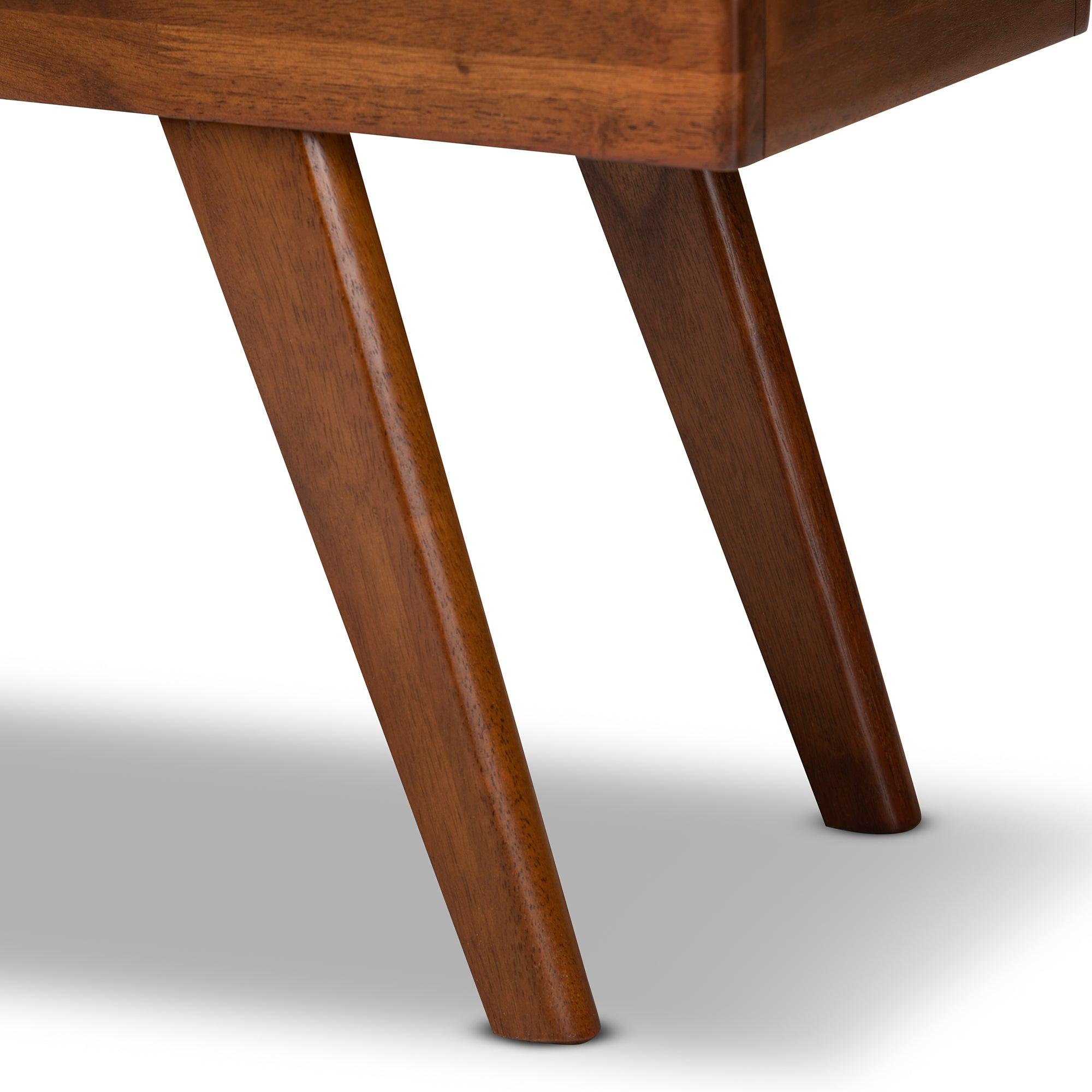 Alona Mid-Century Modern Light Fabric Upholstered Wood Dining Bench