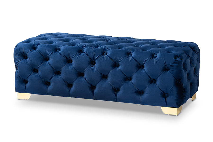 Avara Glam and Luxe Velvet Fabric Upholstered Finished Button Tufted Bench