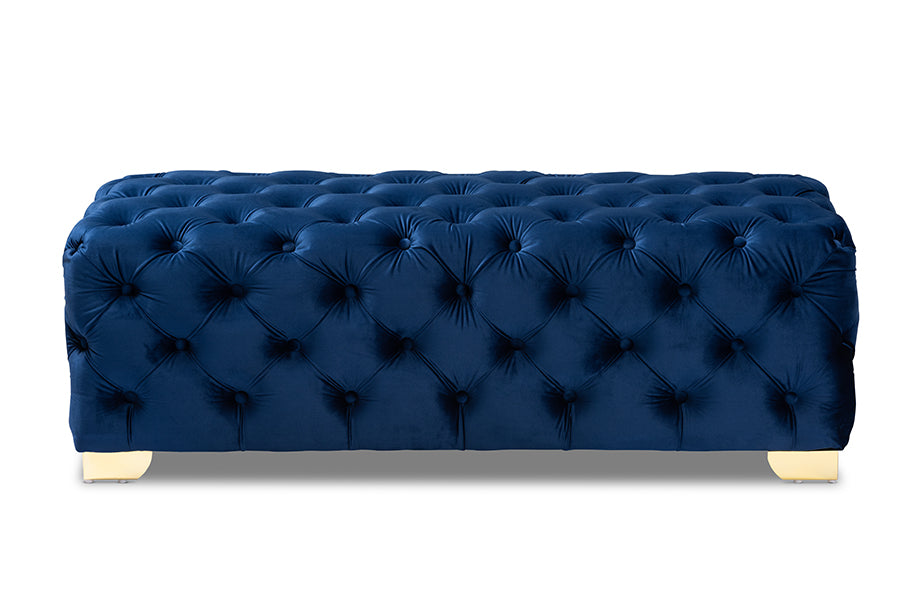 Avara Glam and Luxe Velvet Fabric Upholstered Finished Button Tufted Bench
