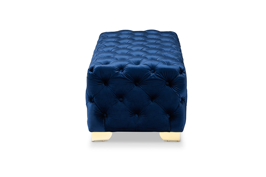 Avara Glam and Luxe Velvet Fabric Upholstered Finished Button Tufted Bench