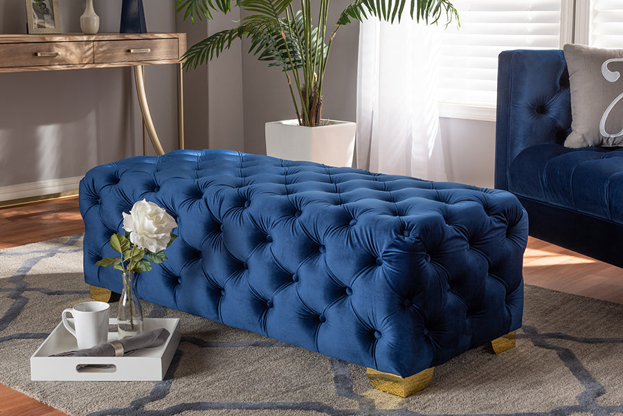 Avara Glam and Luxe Velvet Fabric Upholstered Finished Button Tufted Bench