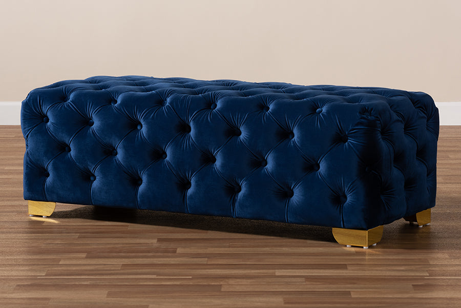 Avara Glam and Luxe Velvet Fabric Upholstered Finished Button Tufted Bench