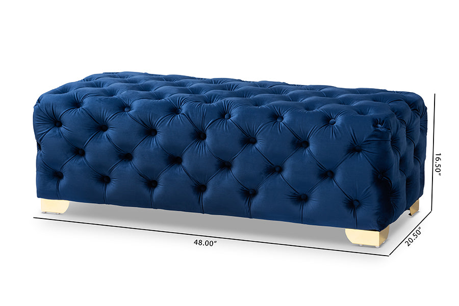 Avara Glam and Luxe Velvet Fabric Upholstered Finished Button Tufted Bench