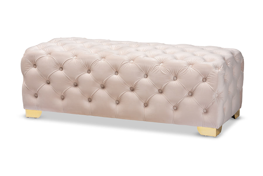 Avara Glam and Luxe Velvet Fabric Upholstered Finished Button Tufted Bench