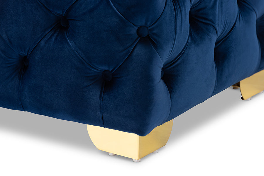Avara Glam and Luxe Velvet Fabric Upholstered Finished Button Tufted Ottoman