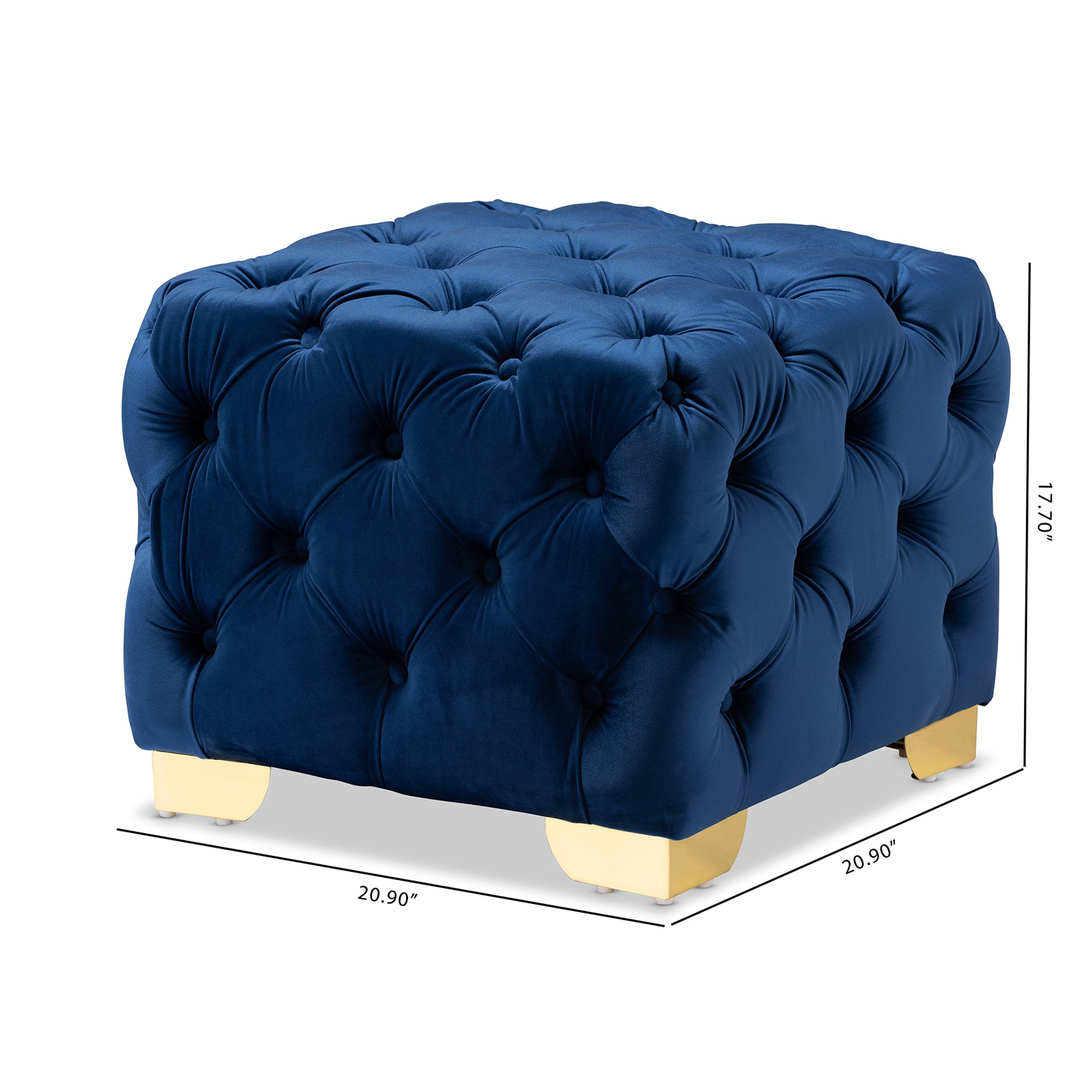 Avara Glam and Luxe Velvet Fabric Upholstered Finished Button Tufted Ottoman