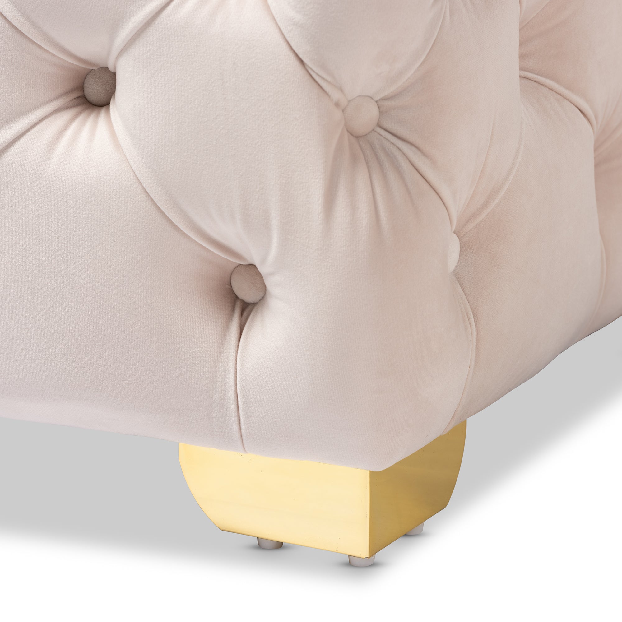 Avara Glam and Luxe Velvet Fabric Upholstered Finished Button Tufted Ottoman