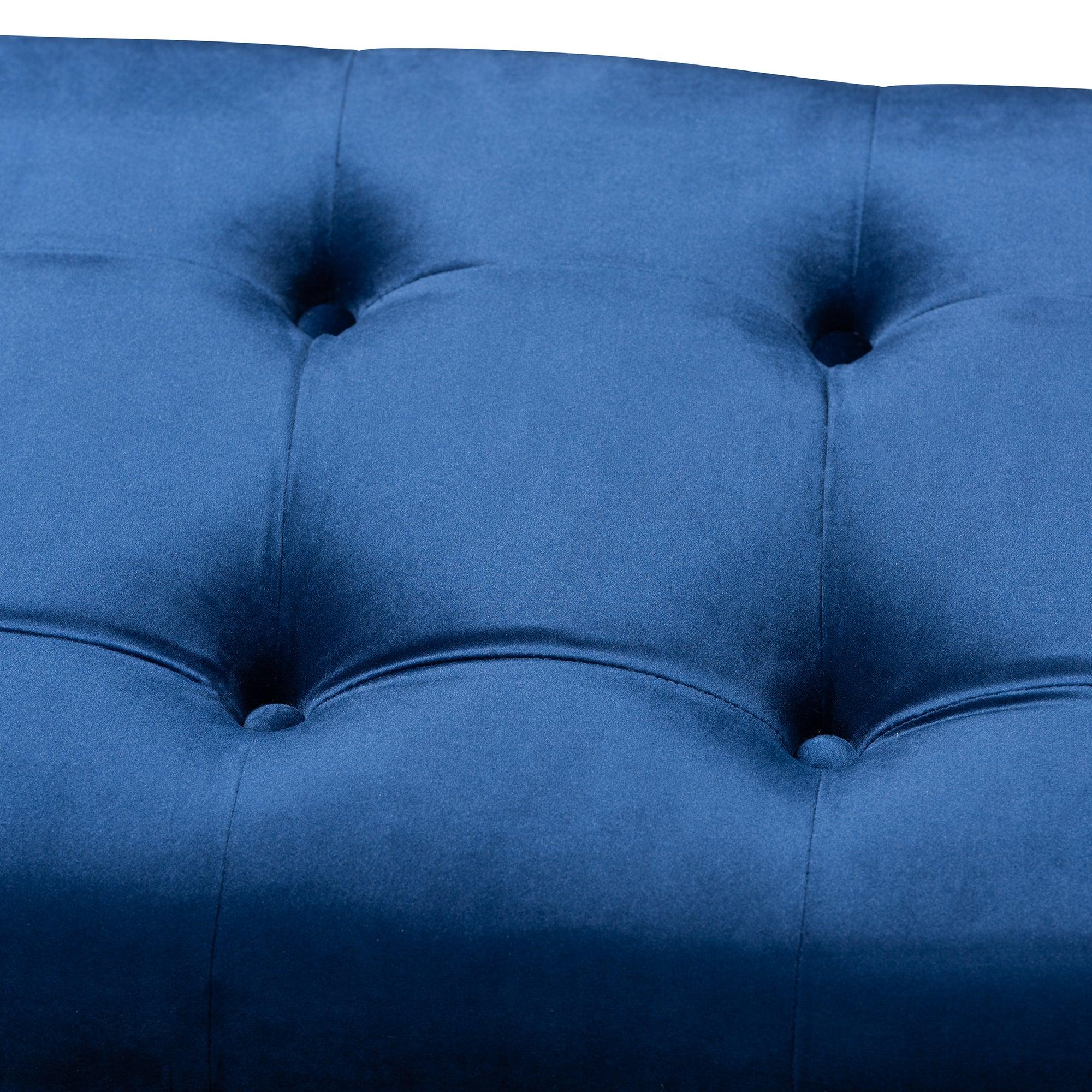 Perret Modern and Contemporary Royal Velvet Fabric Upholstered Espresso Finished Wood Bench
