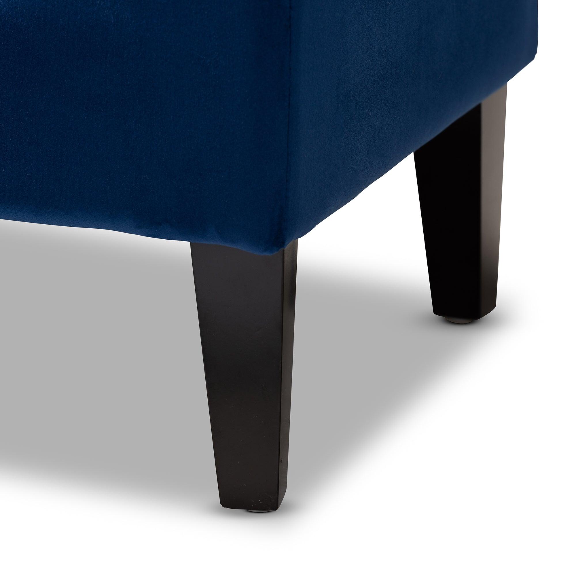 Perret Modern and Contemporary Royal Velvet Fabric Upholstered Espresso Finished Wood Bench