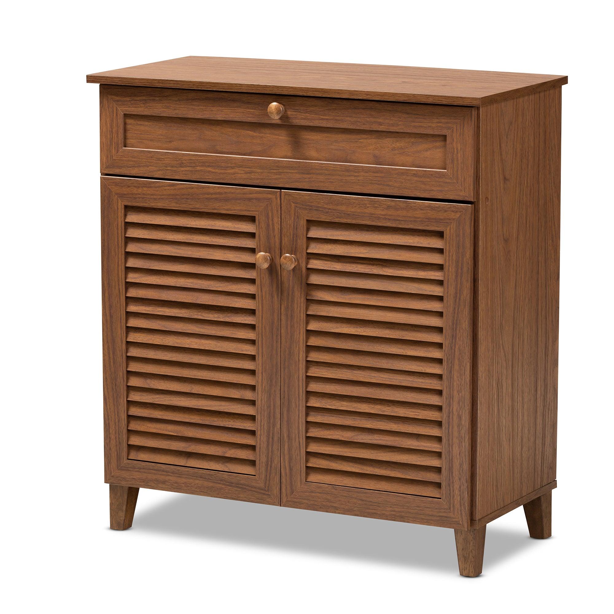 Coolidge Modern and Contemporary Finished 4-Shelf Wood Shoe Storage Cabinet