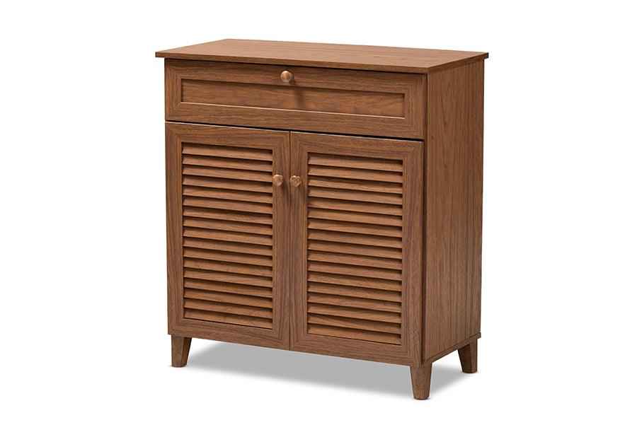 Coolidge Modern and Contemporary Finished 4-Shelf Wood Shoe Storage Cabinet