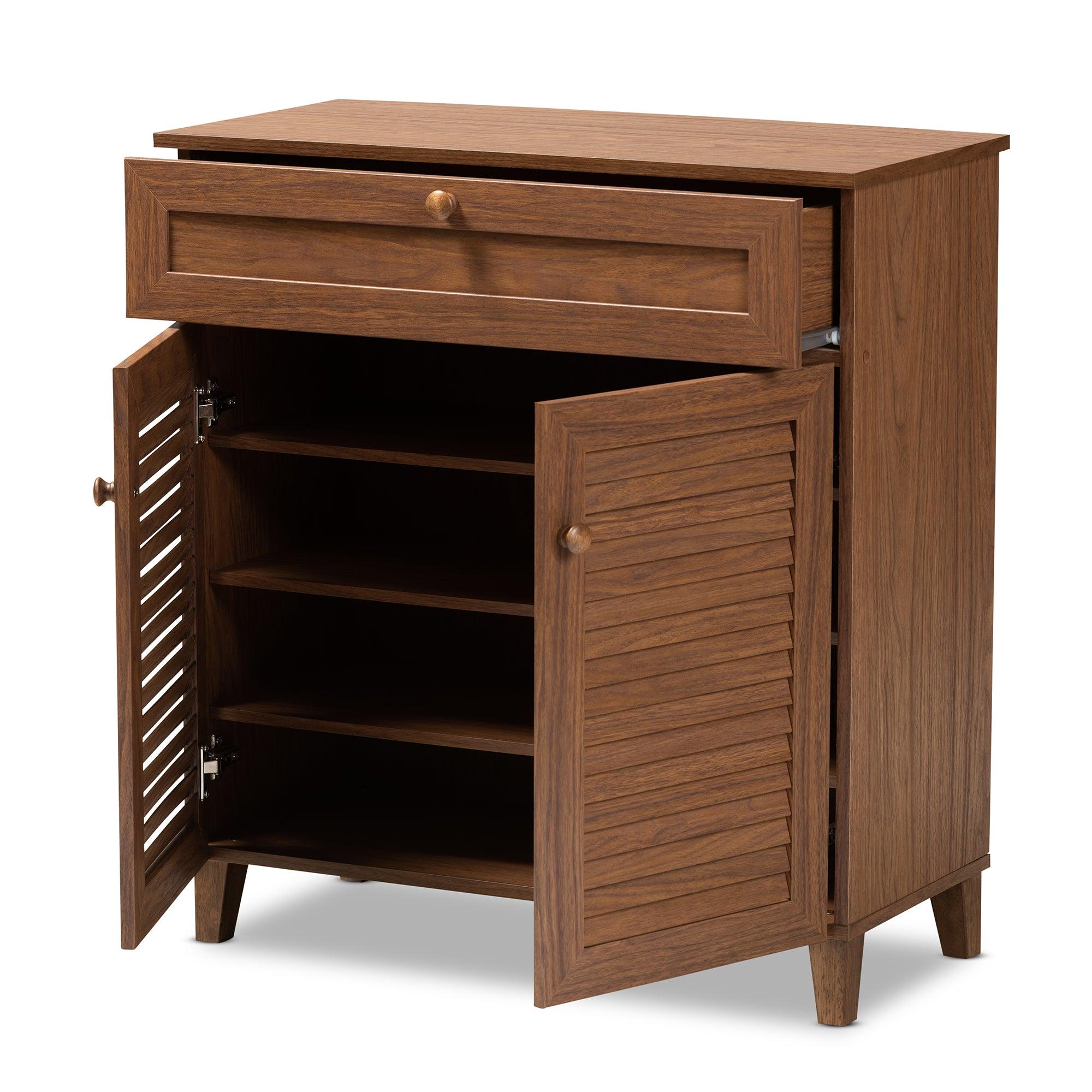 Coolidge Modern and Contemporary Finished 4-Shelf Wood Shoe Storage Cabinet