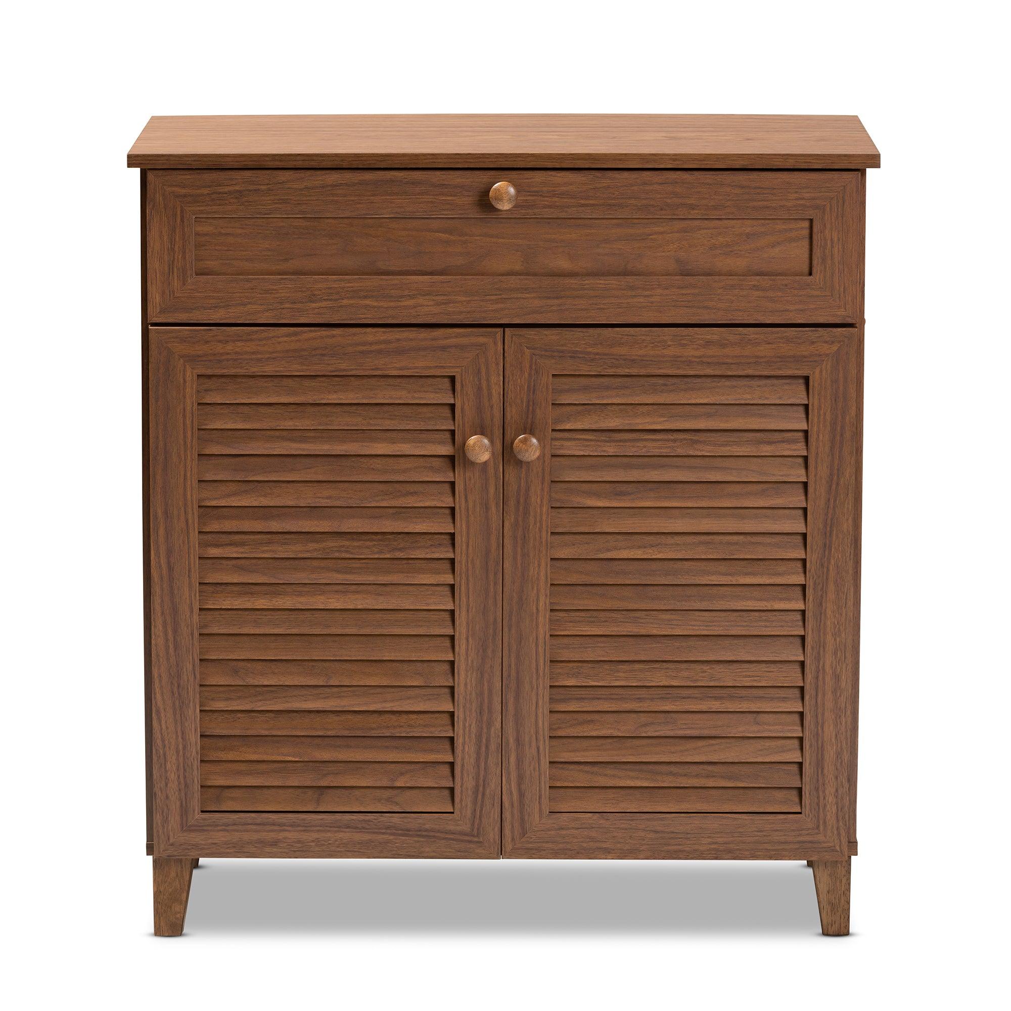 Coolidge Modern and Contemporary Finished 4-Shelf Wood Shoe Storage Cabinet