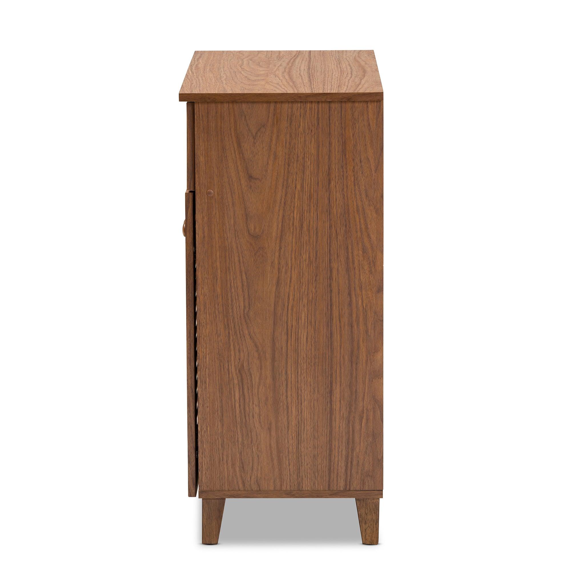 Coolidge Modern and Contemporary Finished 4-Shelf Wood Shoe Storage Cabinet