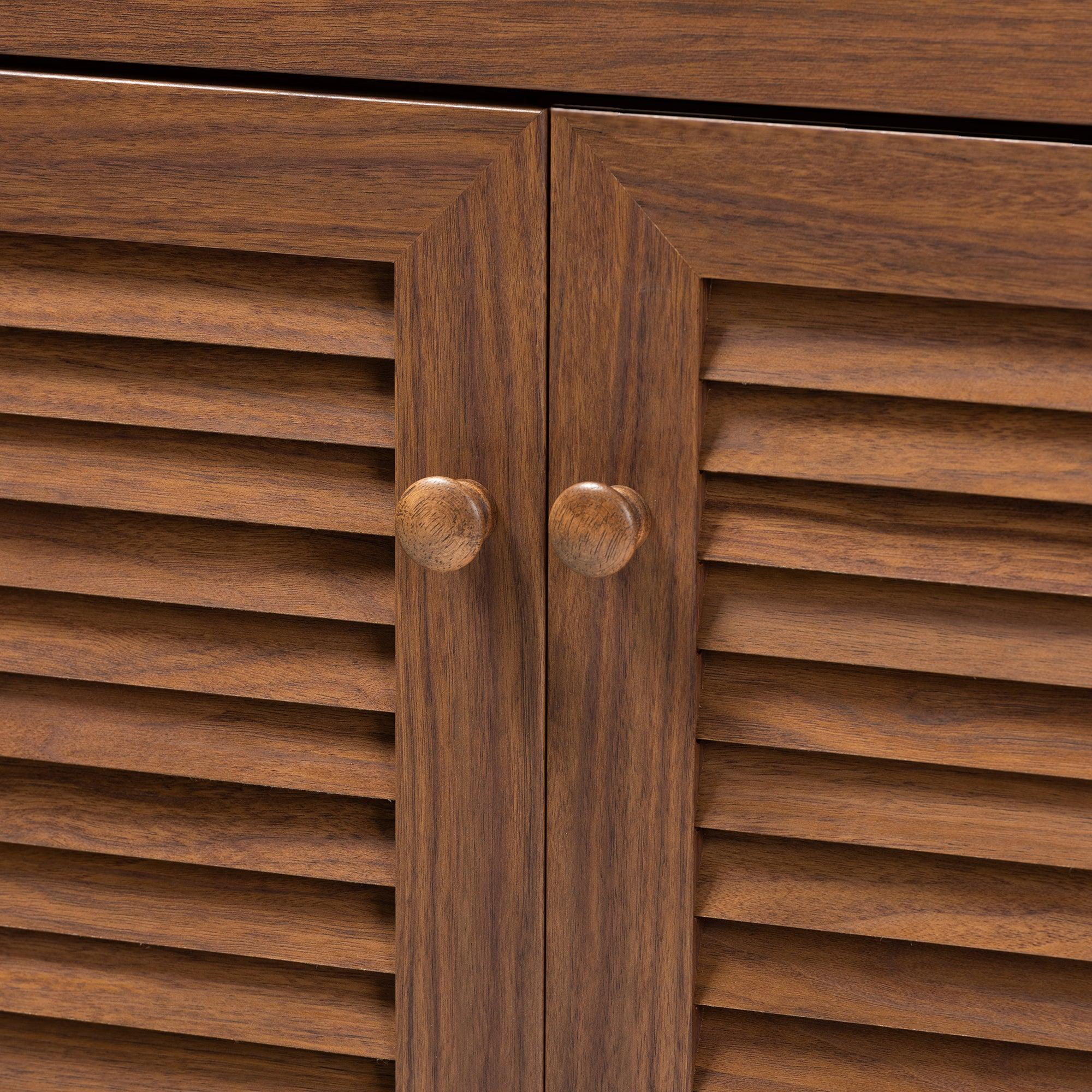 Coolidge Modern and Contemporary Finished 4-Shelf Wood Shoe Storage Cabinet