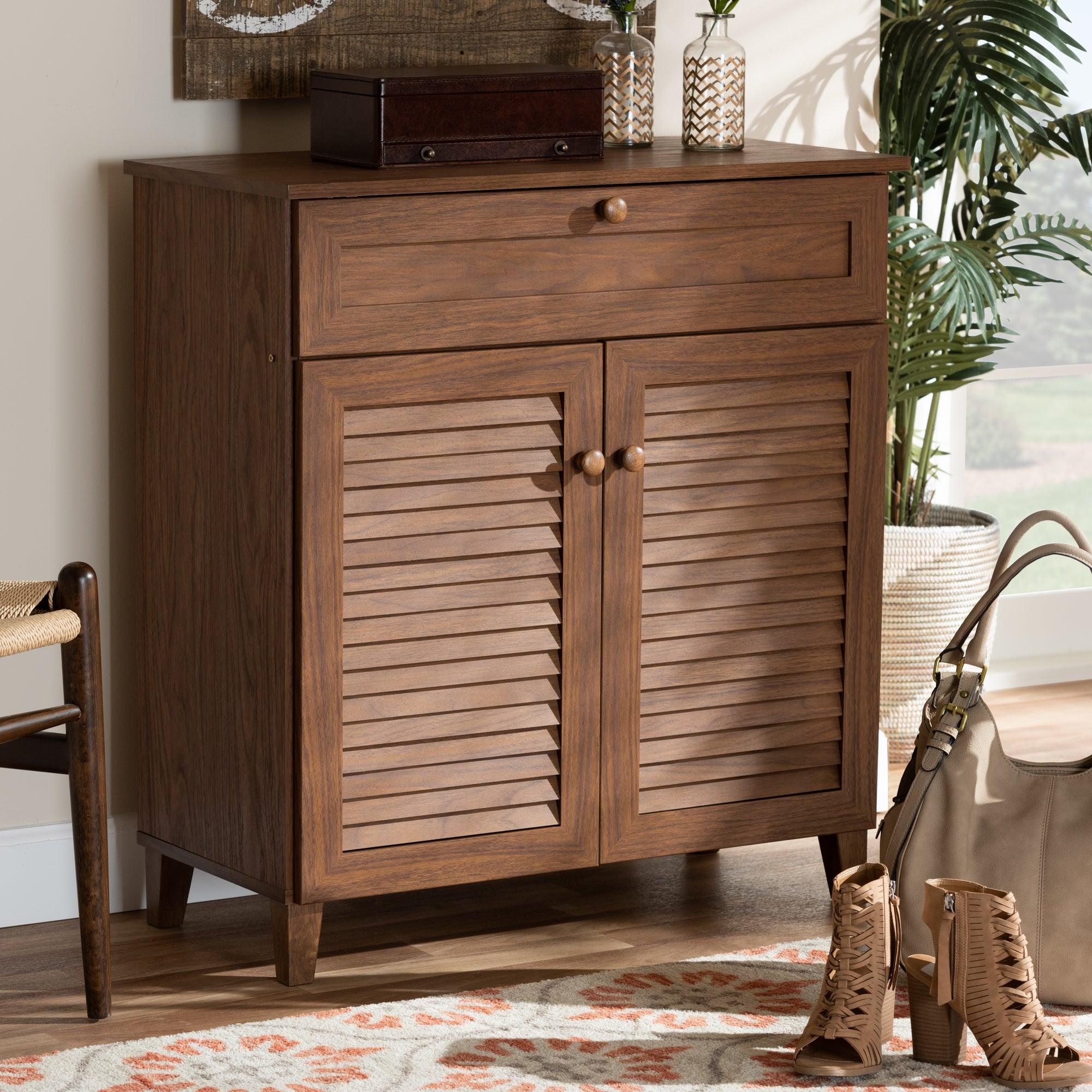 Coolidge Modern and Contemporary Finished 4-Shelf Wood Shoe Storage Cabinet