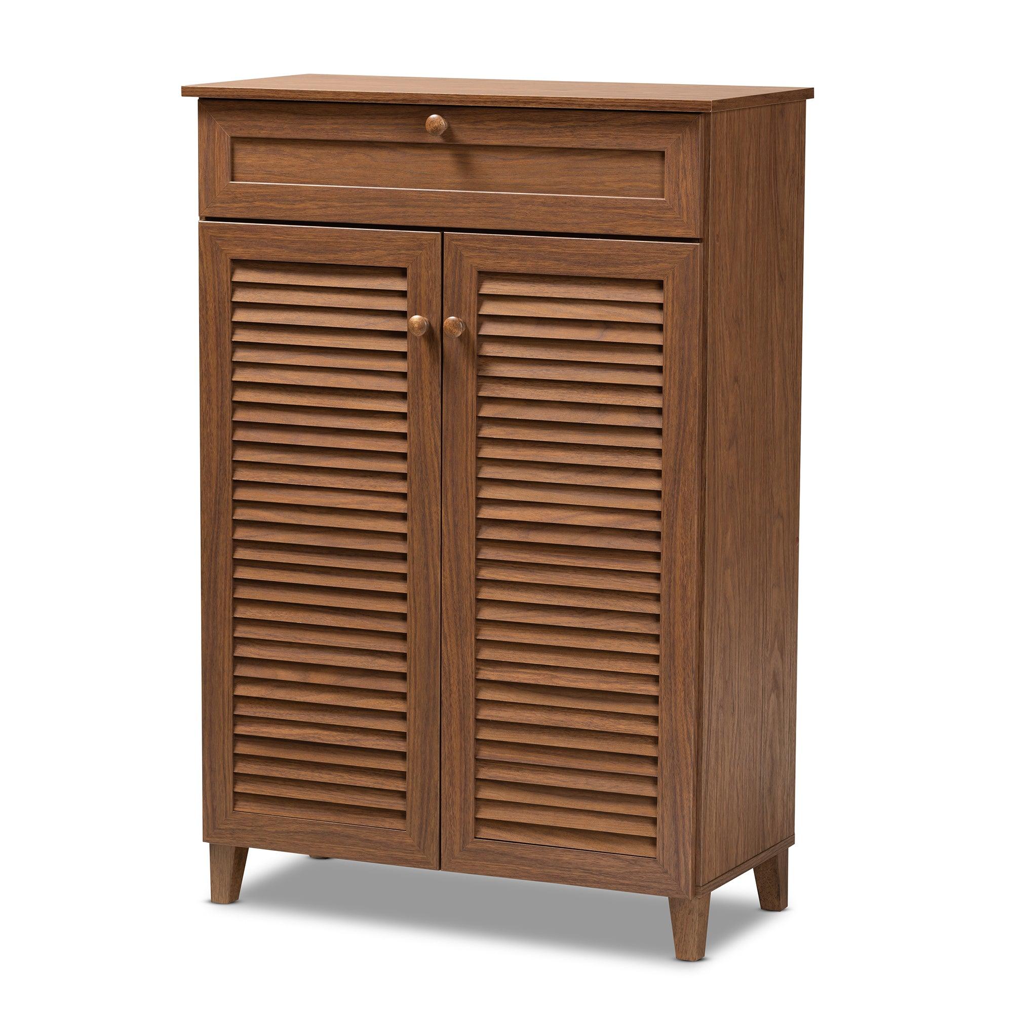 Coolidge Modern and Contemporary Finished 5-Shelf Wood Shoe Storage Cabinet