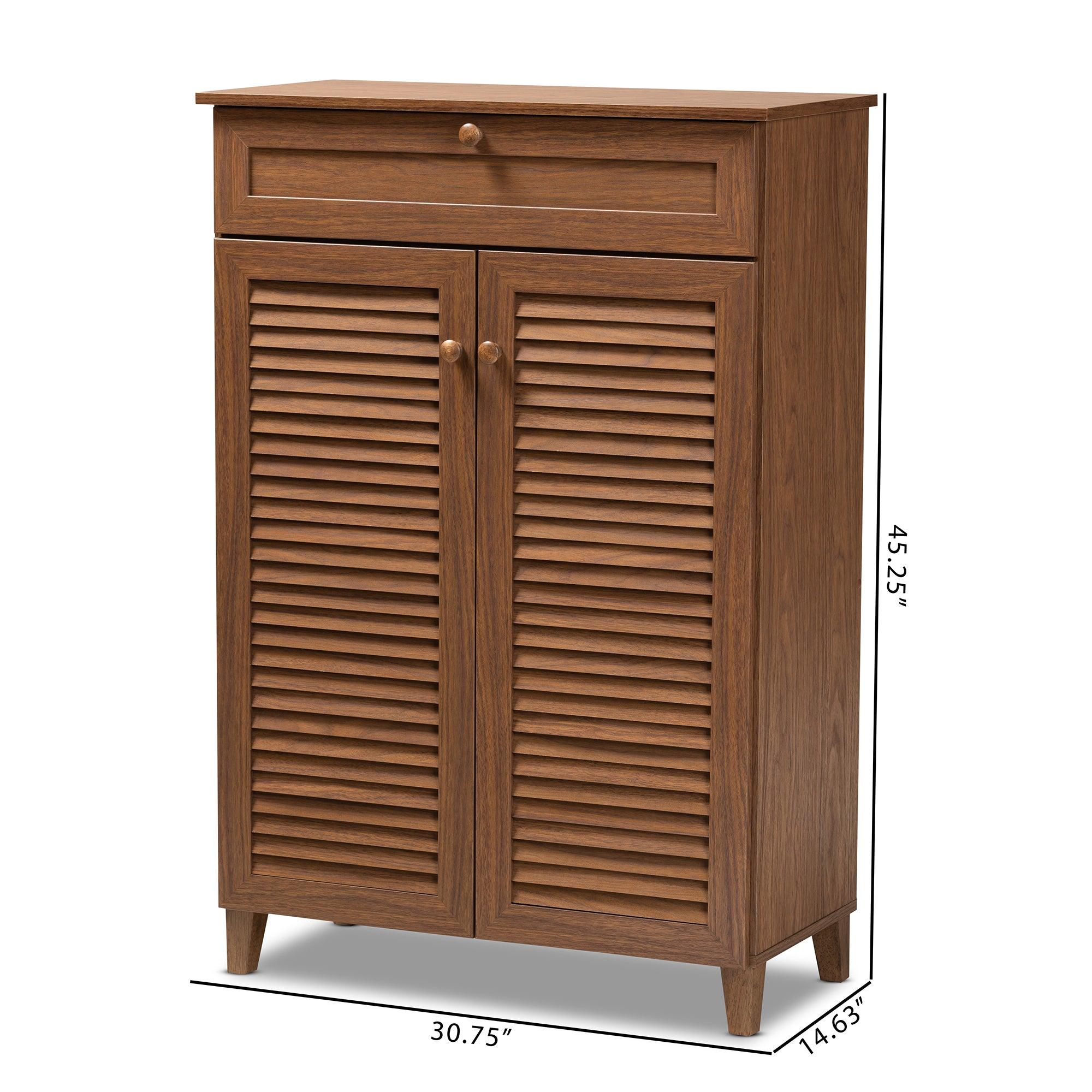 Coolidge Modern and Contemporary Finished 5-Shelf Wood Shoe Storage Cabinet