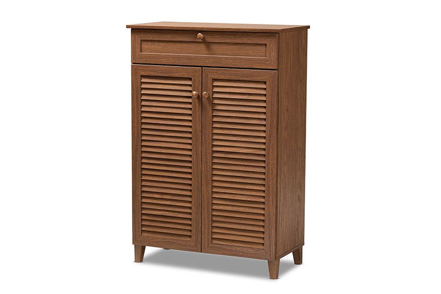 Coolidge Modern and Contemporary Finished 5-Shelf Wood Shoe Storage Cabinet