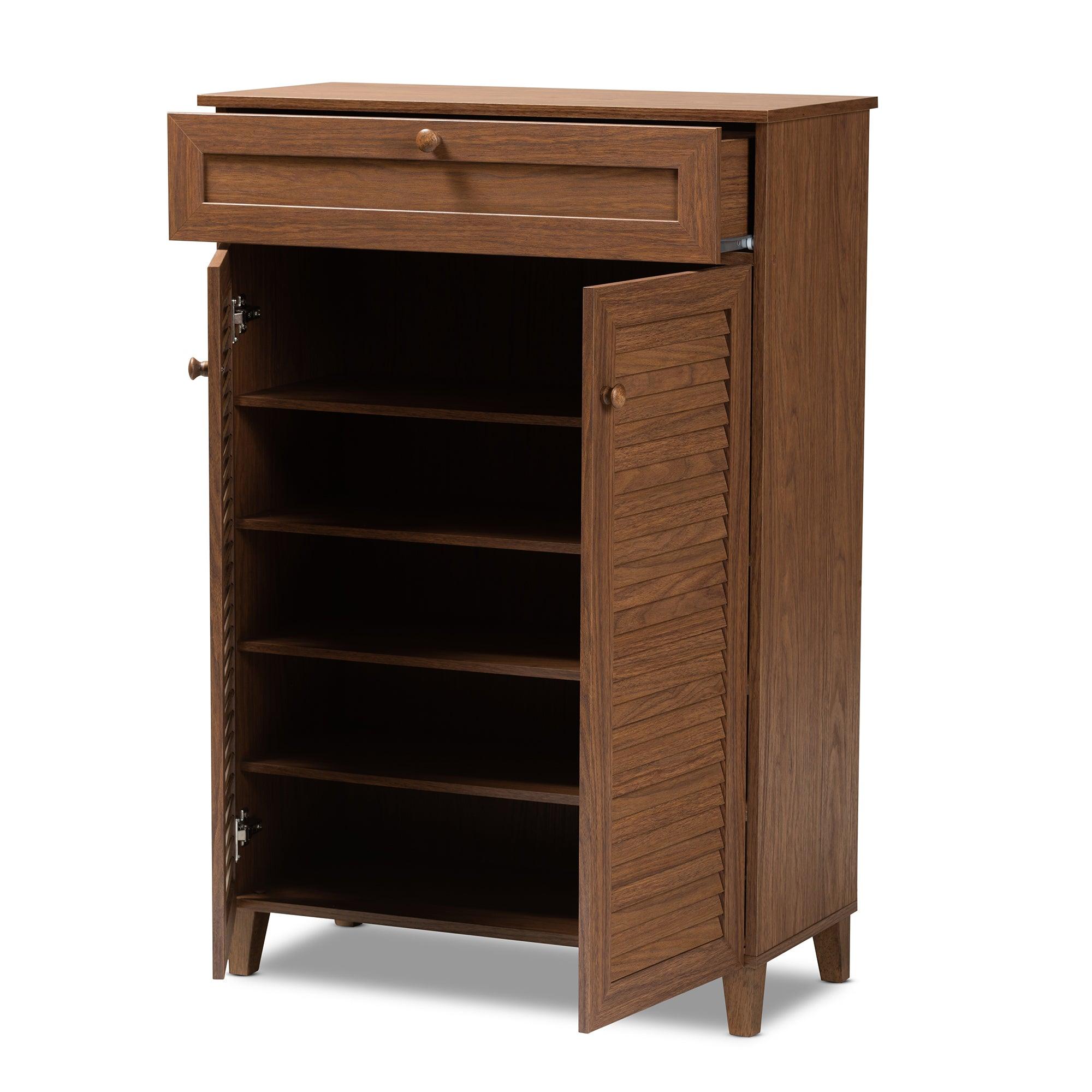 Coolidge Modern and Contemporary Finished 5-Shelf Wood Shoe Storage Cabinet