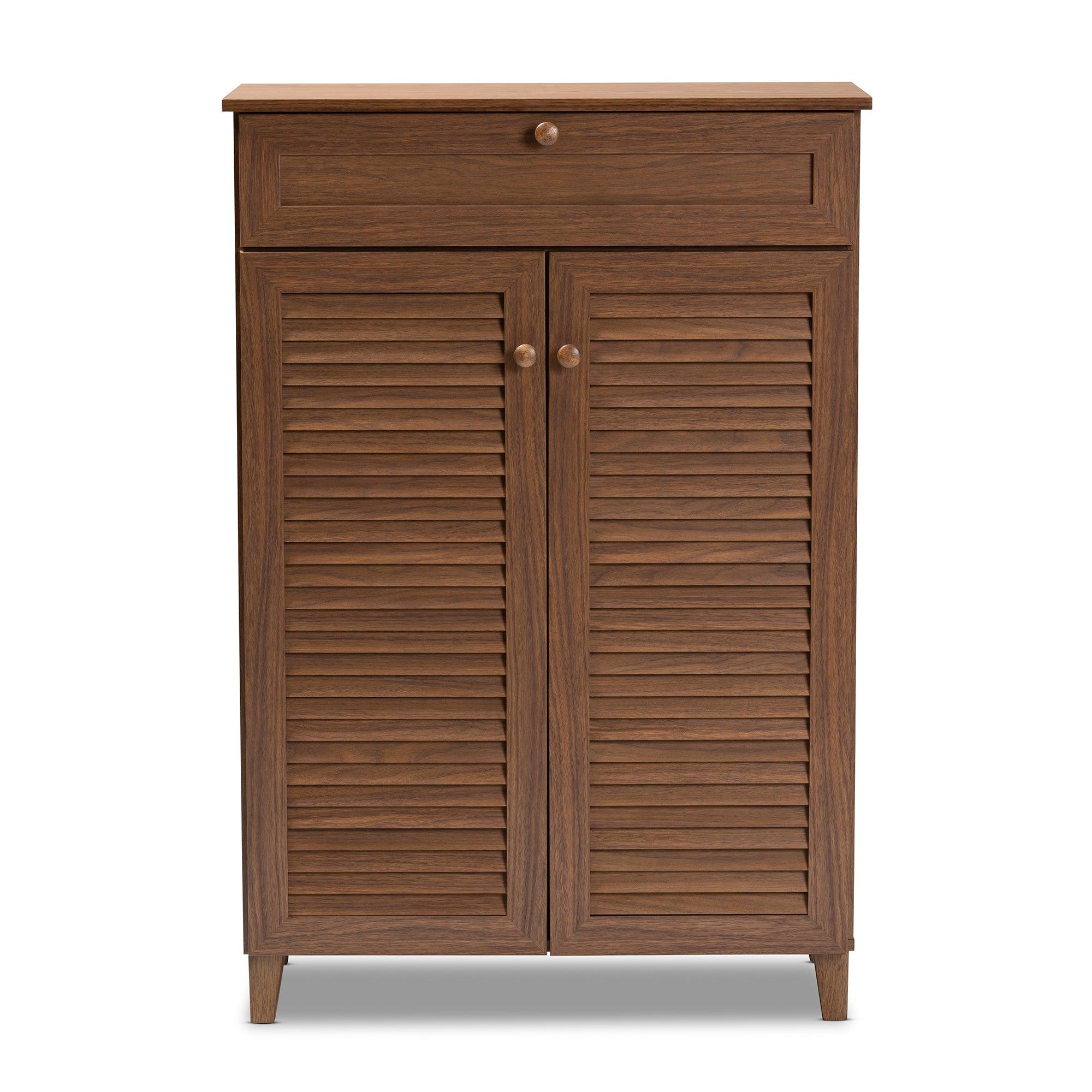 Coolidge Modern and Contemporary Finished 5-Shelf Wood Shoe Storage Cabinet
