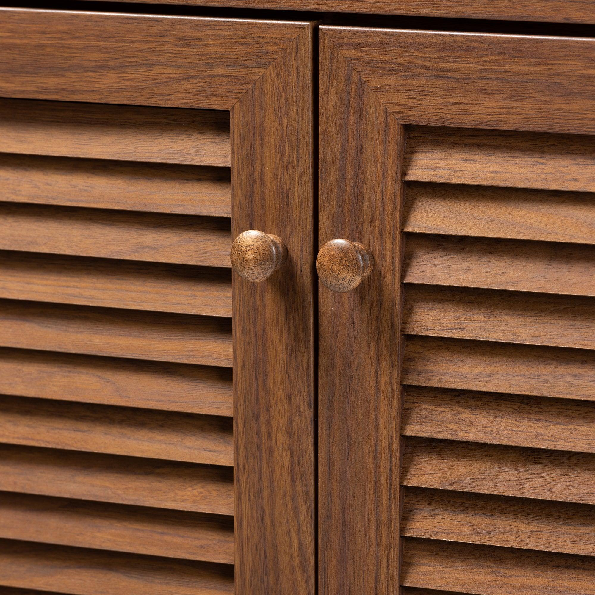 Coolidge Modern and Contemporary Finished 5-Shelf Wood Shoe Storage Cabinet